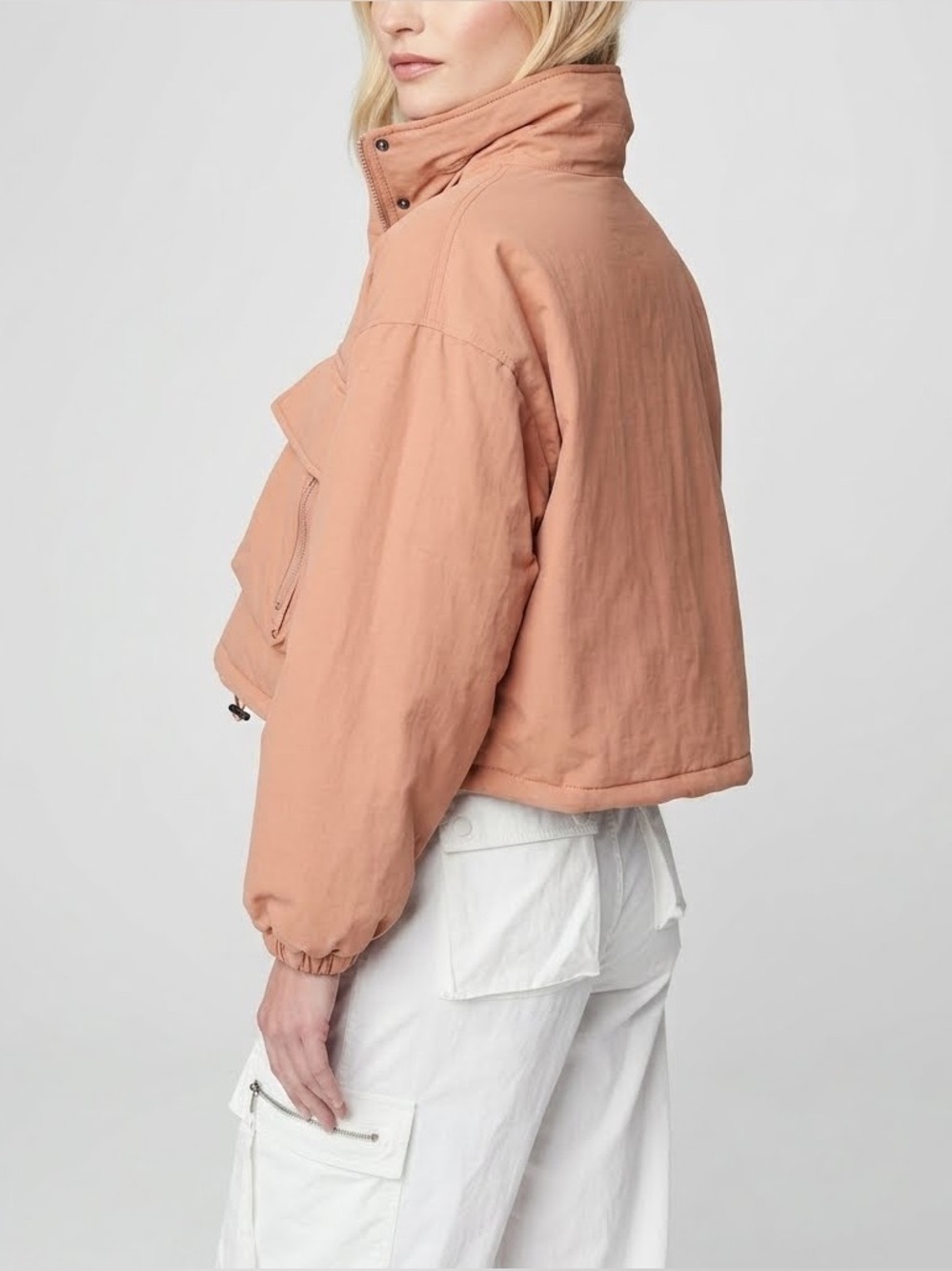 NEW BLANKNYC Nylon Puffer Jacket ~ Coral ~ Large - Picture 4 of 7